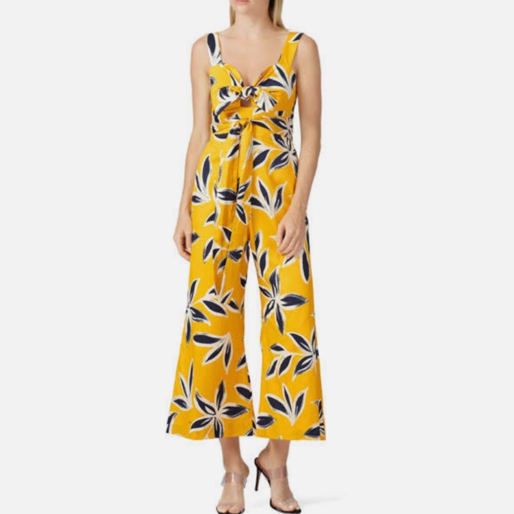 Alexis Yellow Floral Printed Brusa Jumpsuit Medium